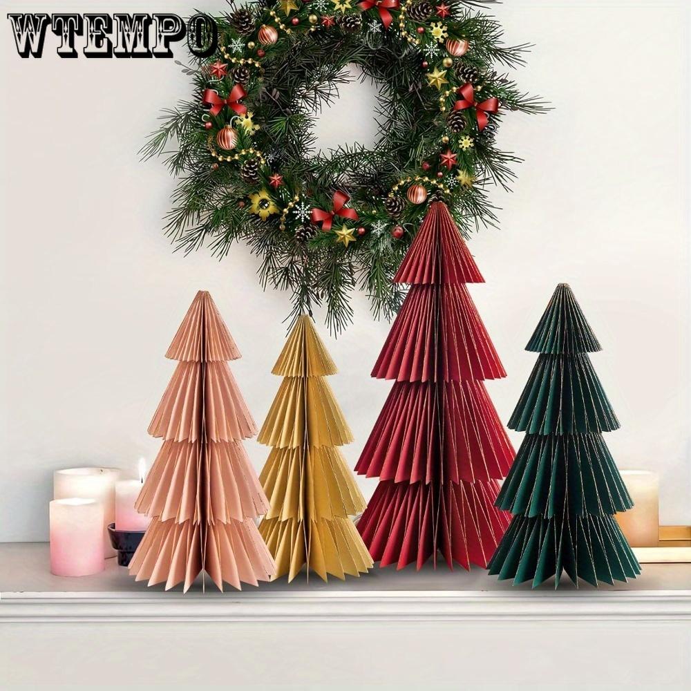 2 piezas Árbol de Navidad de Papel Árbol de Navidad de Panal Árbol de Navidad 3D Centro de Mesa de Panal Navideño Decoraciones para Fiesta de Navidad Árboles de Papel