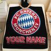 Custom Name Bayern Munich Flannel Blanket, High Quality Comfortable for All Seasons, Home Decor, Warmth and Comfort