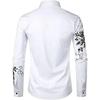 Pure White with Rose High-end Men's Long-sleeved Shirt Summer Fashion Outdoor Wear Polyester Fiber Digital Printing