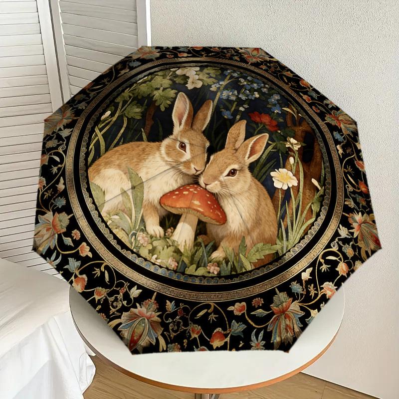 1PC rabbit mushroom Umbrella-8-Rib Reinforced, Automatic Open, Lightweight & Durable, Cute Fashion Accessory for Outdoor-K1270