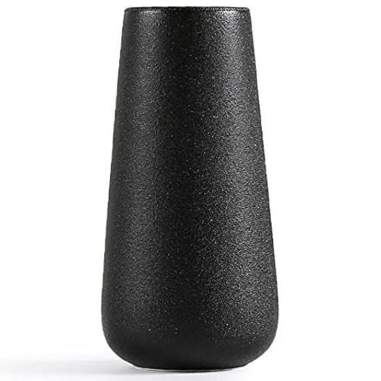 kuRo Vase Flower Base Ceramic Nordic Stylish Large Interior Container Fresh Flowers Dried Ceramics Tray Altar White Black (Black 20cm)