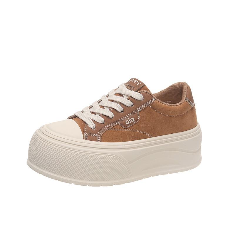 Leather Board Shoes Women's Big Head White Shoes New Autumn Shoes Women's Thick Sole Heightening Casual Sports Women's Shoes