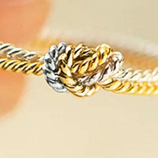 Golden Silver Tones Finger Ring Mother Daughter Two Strand Knot Ring Handmade Copper Women Ring Jewelry Gift
