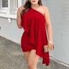 Ruched Asymmetrical Waist Tight Backless Sexy Dress Women One Shoulder Slim Fit Evening Party Dress