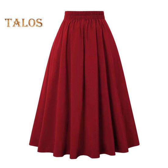 Damenrock, elastisch, hohe Taille, A-Linie, Midirock, kontrastfarbenes Karomuster, breiter Saum, wadenlanger Rock für den Alltag