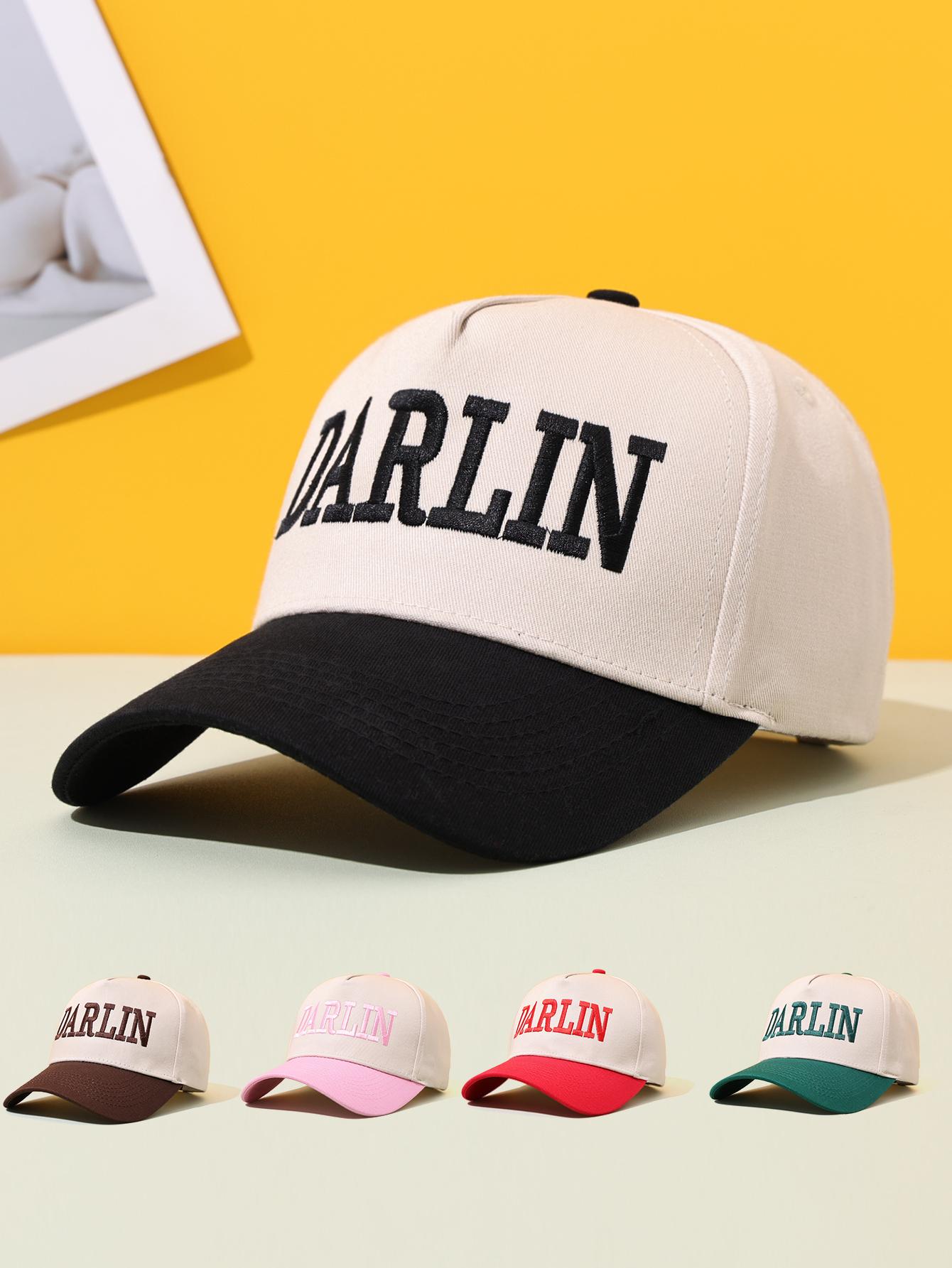Freedom Outdoors Women's Green Darlin Embroidered Color Blocked Baseball Cap Europe America New Retro Trucker Cap Casual Versatile Couple Curved Brimmed Ha