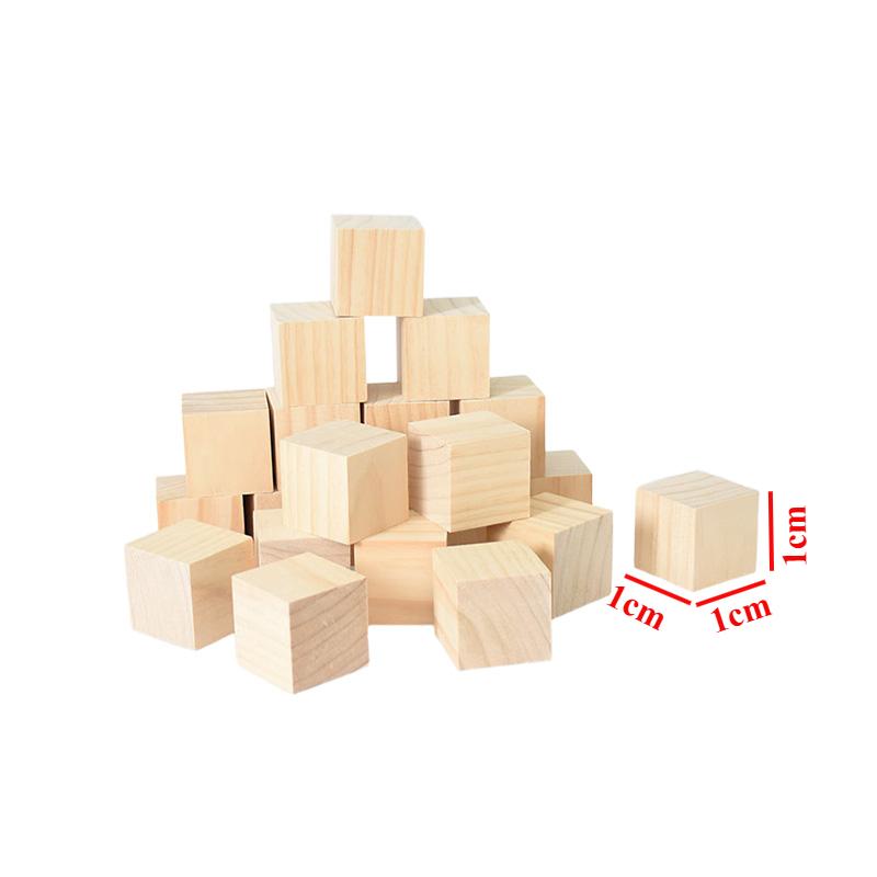 50/100PCS Unfinished Blank Mini DIY Wooden Square Blocks 1cm Wood Solid Cubes for Woodwork Craft Kids Puzzle Making Material