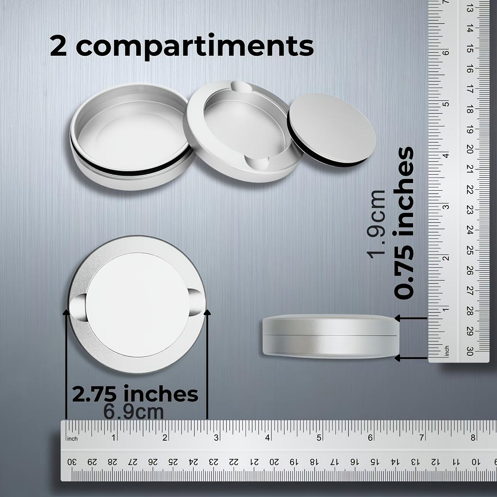 Metal Round Portable Pill Box, Waterproof Travel Pill Organizer, Pocket Purse Medicine Vitamin Holder EDC Container