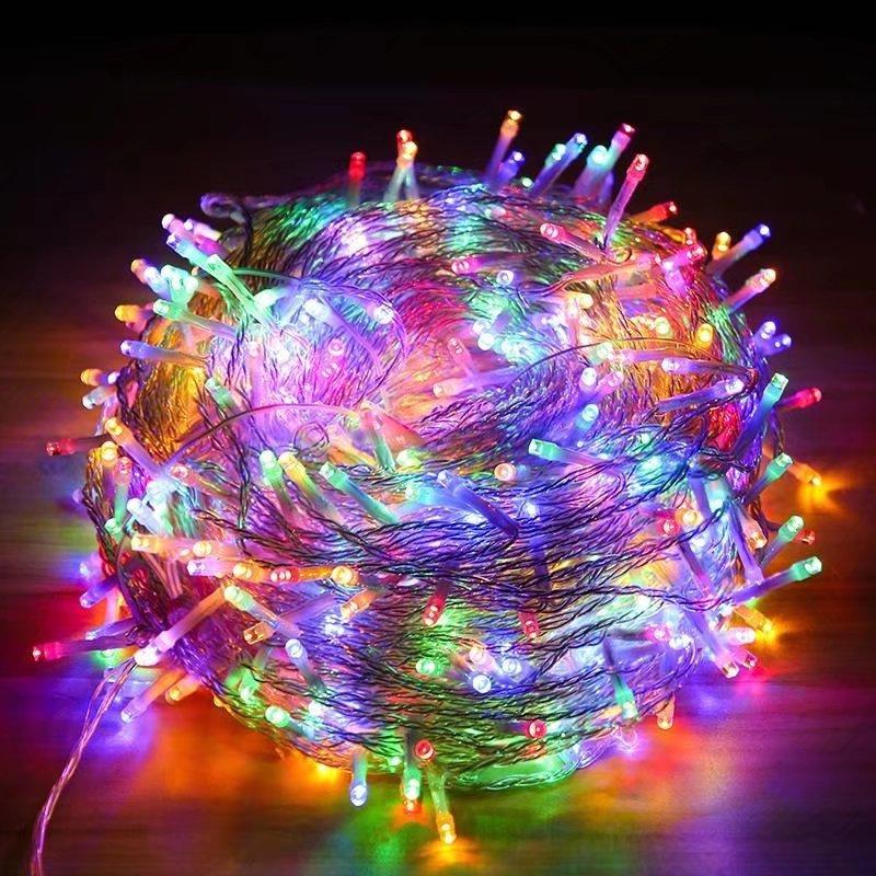 Luminous Warm LED String Lights for Christmas Tree Decoration - 5m & 10m, Flashing Ornaments 5m 220V Plug EU