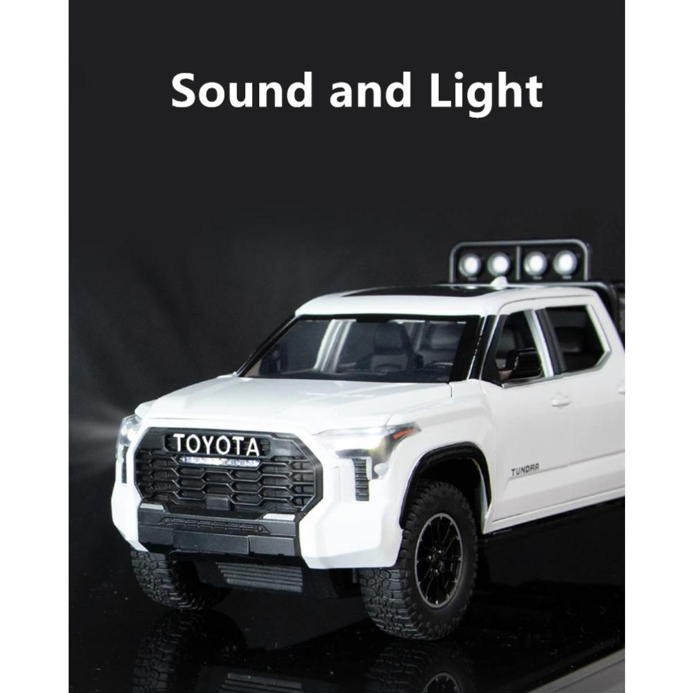 1/24 Toyota Tundra Alloy Pickup Car Model Diecast & Toy Metal Off-Road Vehicles Car Model Sound and Light Collection Childrens Toy Gift