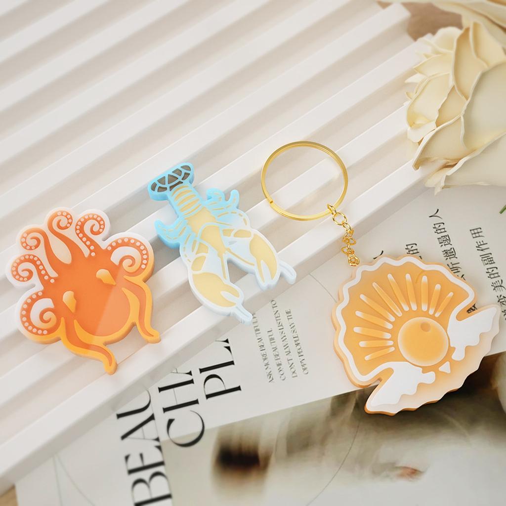 Silicone Pendant Mold Crafts Molds Marine Animal Shaped Keychain Moulds Silicone Material Gift for DIY Hand Making Lover