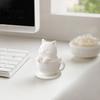 3D Printed Kitten Figurine Cute Cat Teacup Figurine, Mini Animal Statue Healing Decor Ornament, Smooth Decorative for Window Sill White Desktop