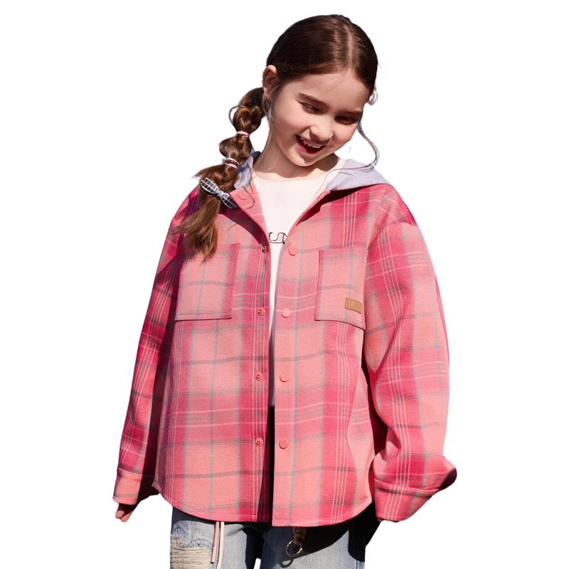 ASK JUNIOR Kids Blue Plaid Hooded Spring Jacket 160