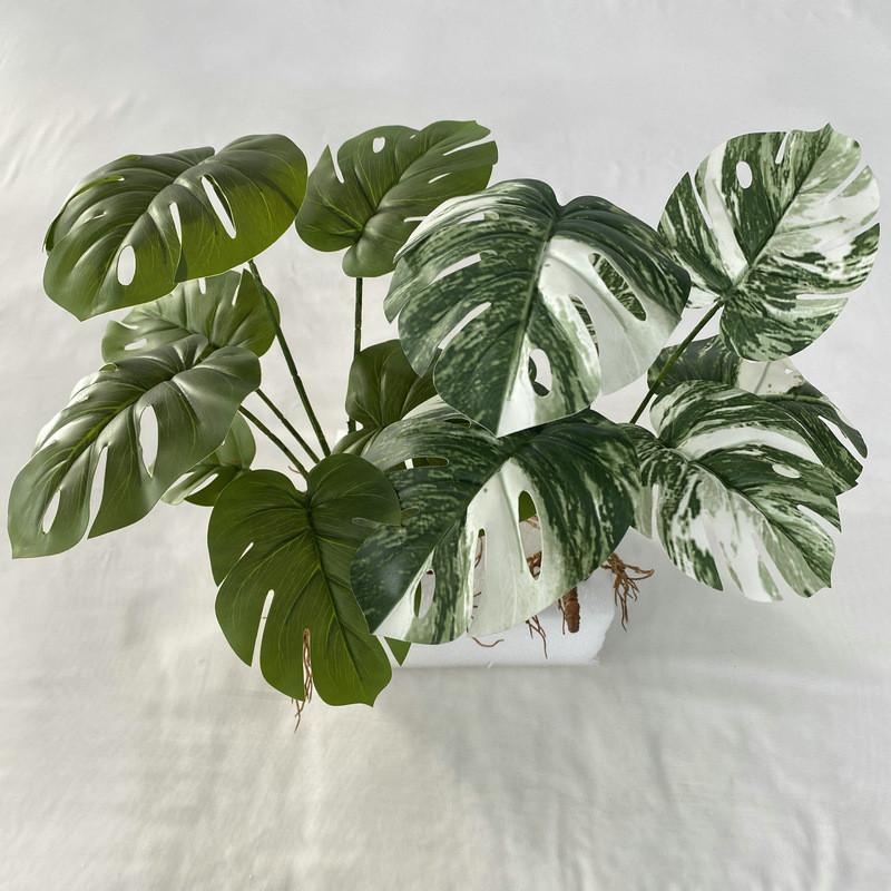 Realistic Leaf Monstera 7 Heads Greenery For Wedding Party Gifts Decor