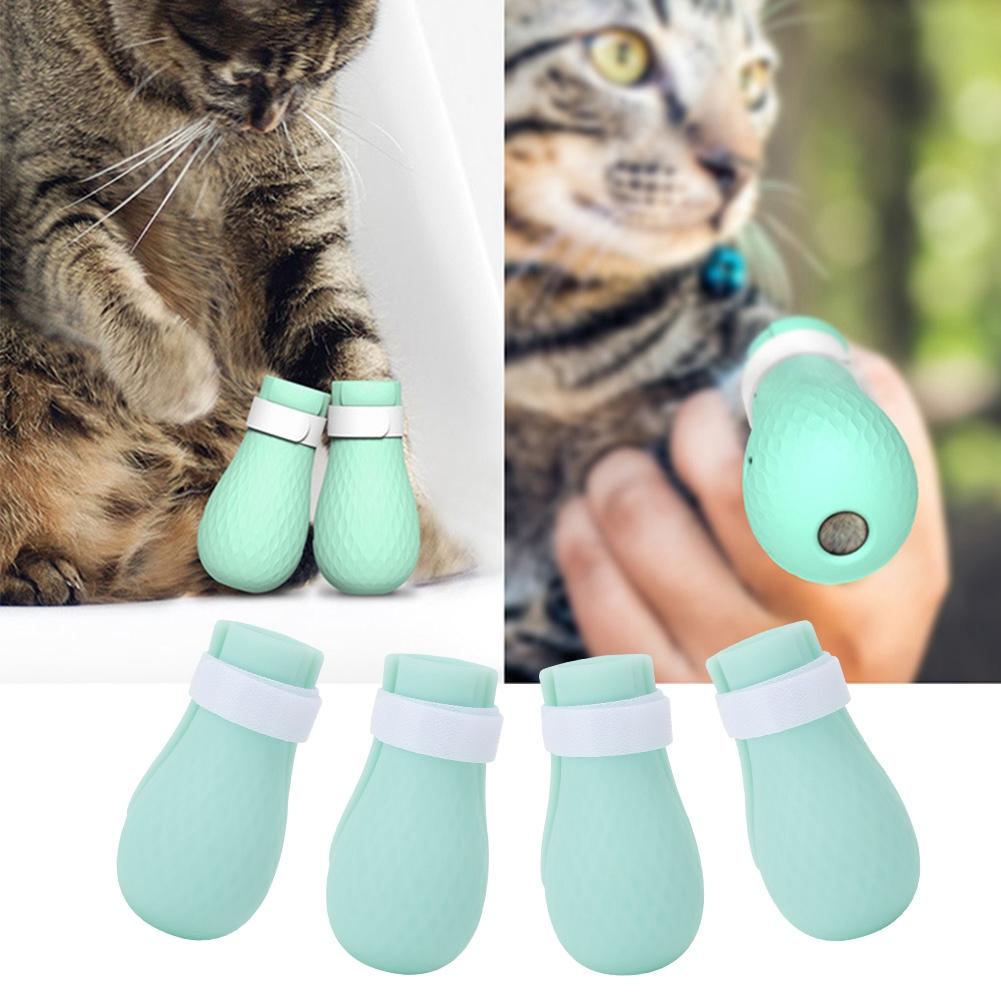 

4PCS Silicone Cat Shoes Anti Scratch Pets Paw Protector Claw Cover for Bath Grooming Medicine Feeding Supplies(Shoe