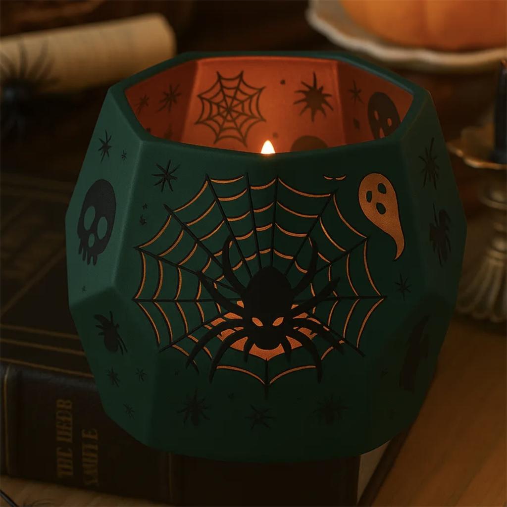 Candlestick Holder With Wide Opening Halloween Party Decor Spooky Table Centerpiece Pumpkin Vibe Ambiance Light Decoration Prop