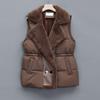 Women's Fur-Integrated Down Vest: 2025 Sleeveless Slimming Suit Collar with Waist-Cinching Design