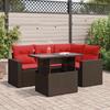 VidaXL Garden Furniture Set with Cushions 5pcs Brown Braided Resin Acacia, Outdoor Sofa Set, Garden Lounge 3326315