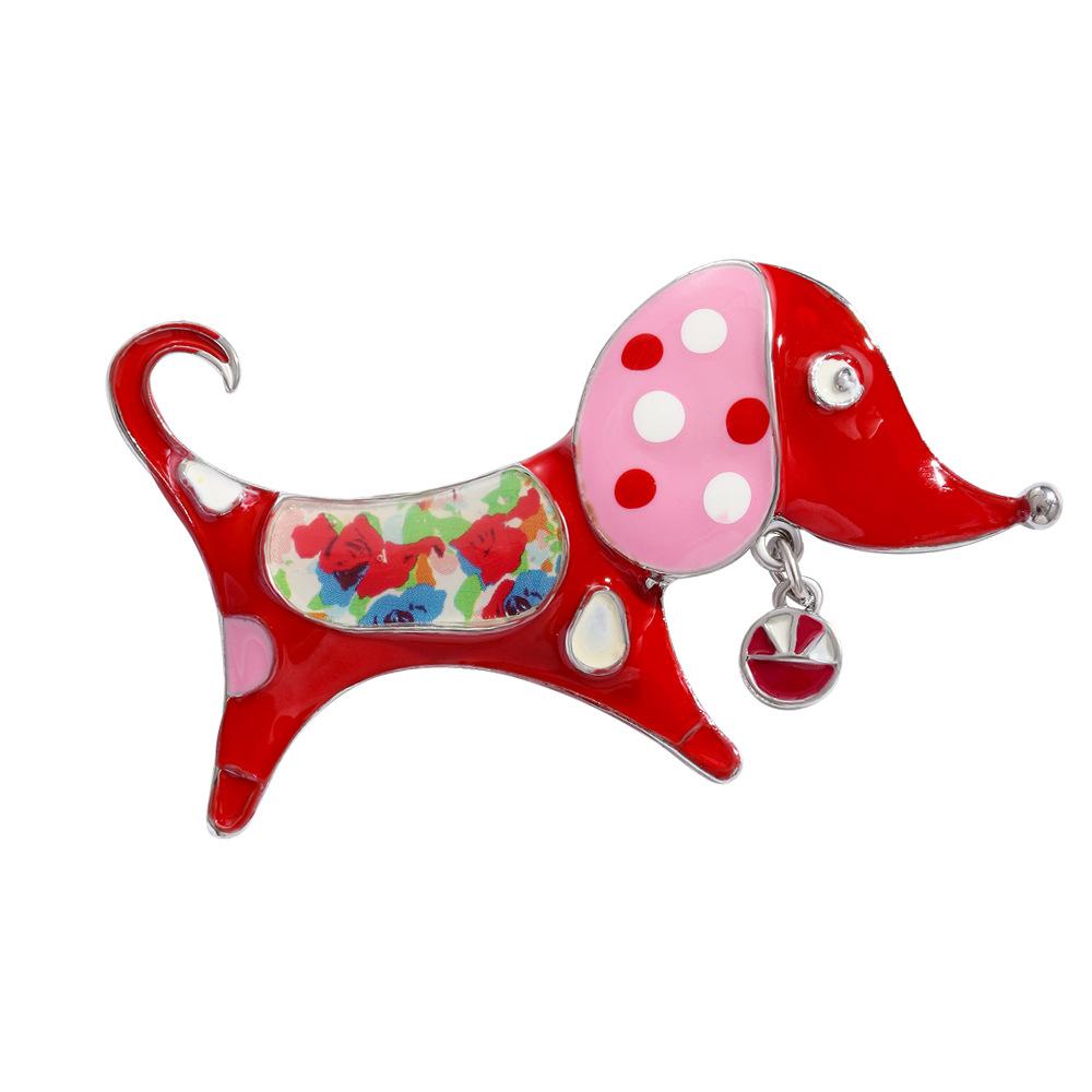 Creative personality glazed puppy brooch cute animal imitation enamel high-end corsage women's suit coat pin buckle