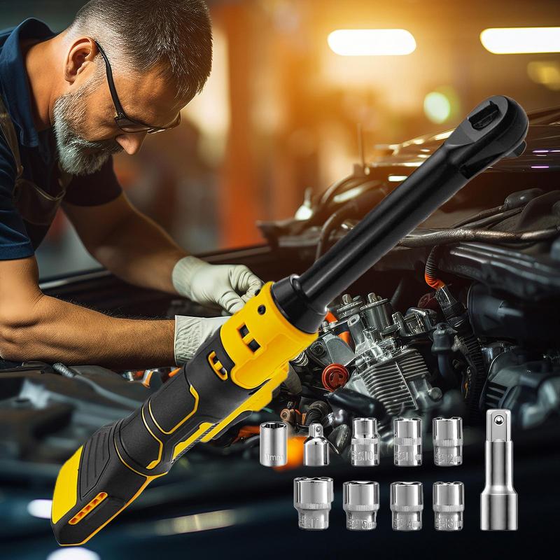 Electric Ratchet Electric Ratchet Set Built-in LED Light Extended 6inch Cordless Ratchet Wrench W/10 Socket FOr M Akita D Ewalt