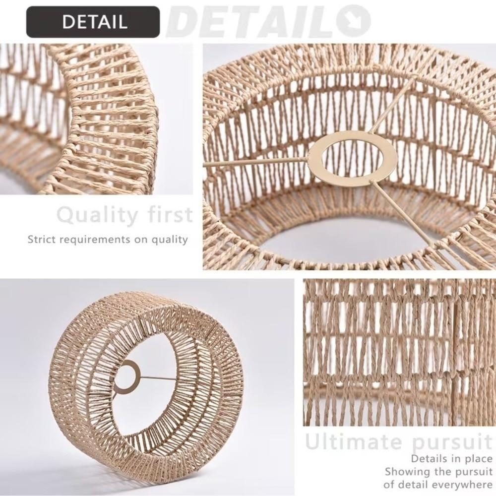 New Paper-made Weave Lampshade Vintage Bohemian Style Pendant Lamp Shade Home Decor Handwoven Hanging Lamp Shade for Living Room