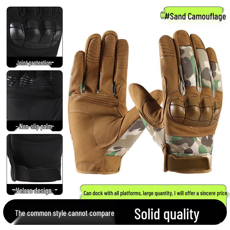 Men's Full-Finger Outdoor Tactical Gloves - Cut-Resistant, Wear-Resistant for Motorcycle Riding & Combat