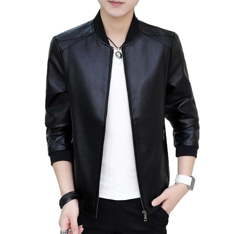 Source Large Size Men's Leather Jacket PU Leather Motorcycle Leather Jacket Business Fashion Casual Trend Men's Leather Jacket