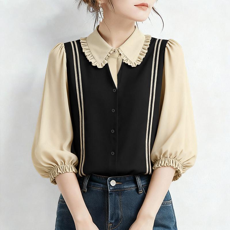 ZANZEA Damen Lässige Puppenkragen Sommer Halbarm Bluse