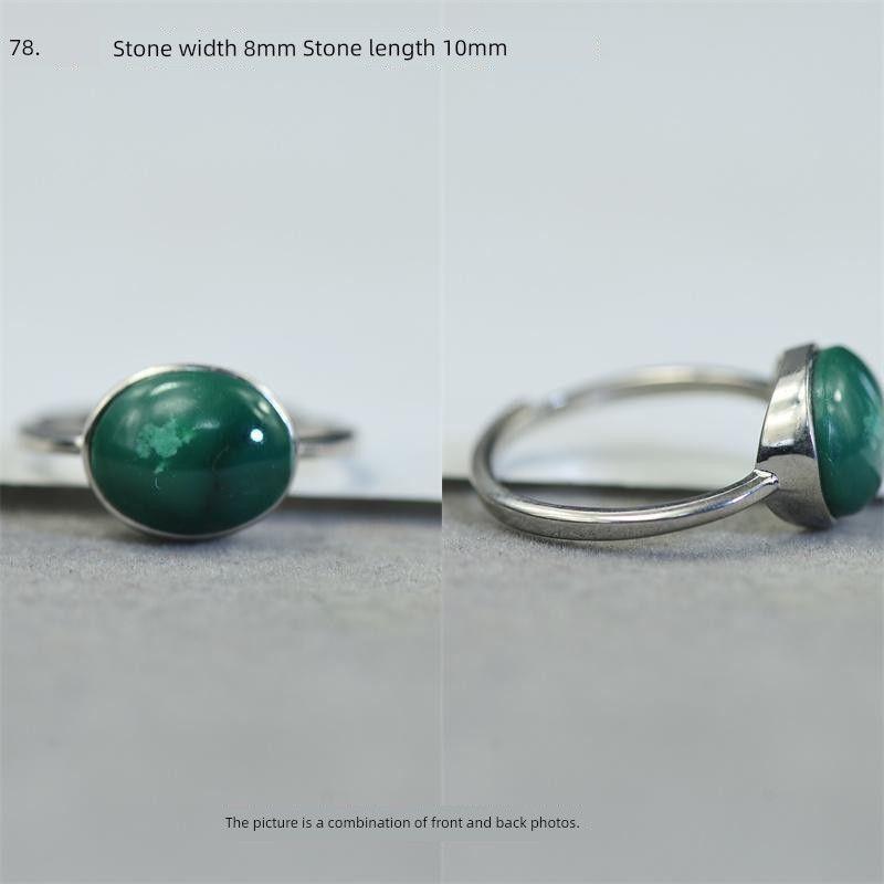 

Raw Ore Natural Hubei Turquoise S925 Silver round Egg-Shaped Ring Surface Men s and Women s Retro Ornament Accessories 78.