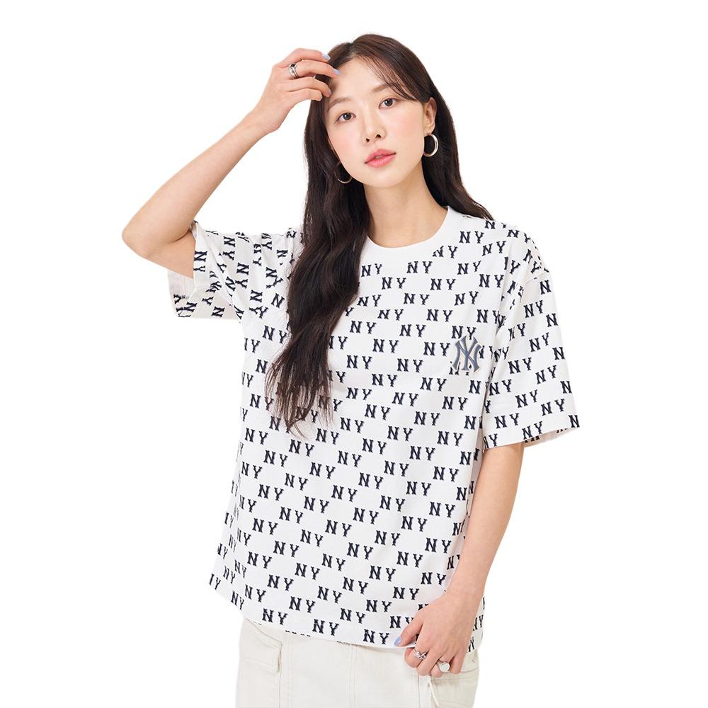 MLB New York Yankees T Shirts Unisex Cream Crew Neck Moderate Straight Fit 3ATSM0843-50CRS