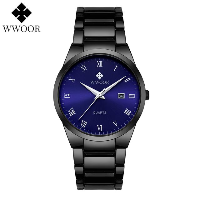 WWOOR Top Luxury Watch For Men 3ATM Waterproof Stainless Steel Date Clock Sport Men's Watch Quartz Wristwatch Relogio Masculino
