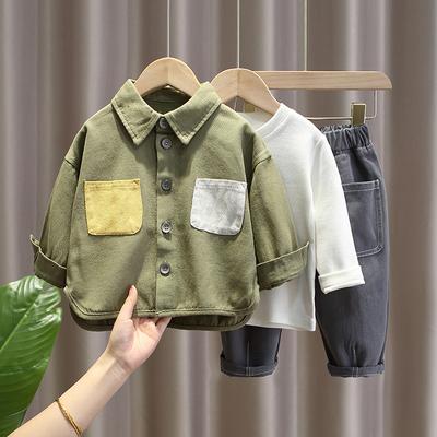 Boys' Spring and Autumn Three-piece Suit, Handsome Jacket for Infants and Young Children, Baby Suit