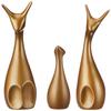 Lavish Gold Home Decor Happy Deer Family Ceramic Figurine (Set of 3, Matte Gold)