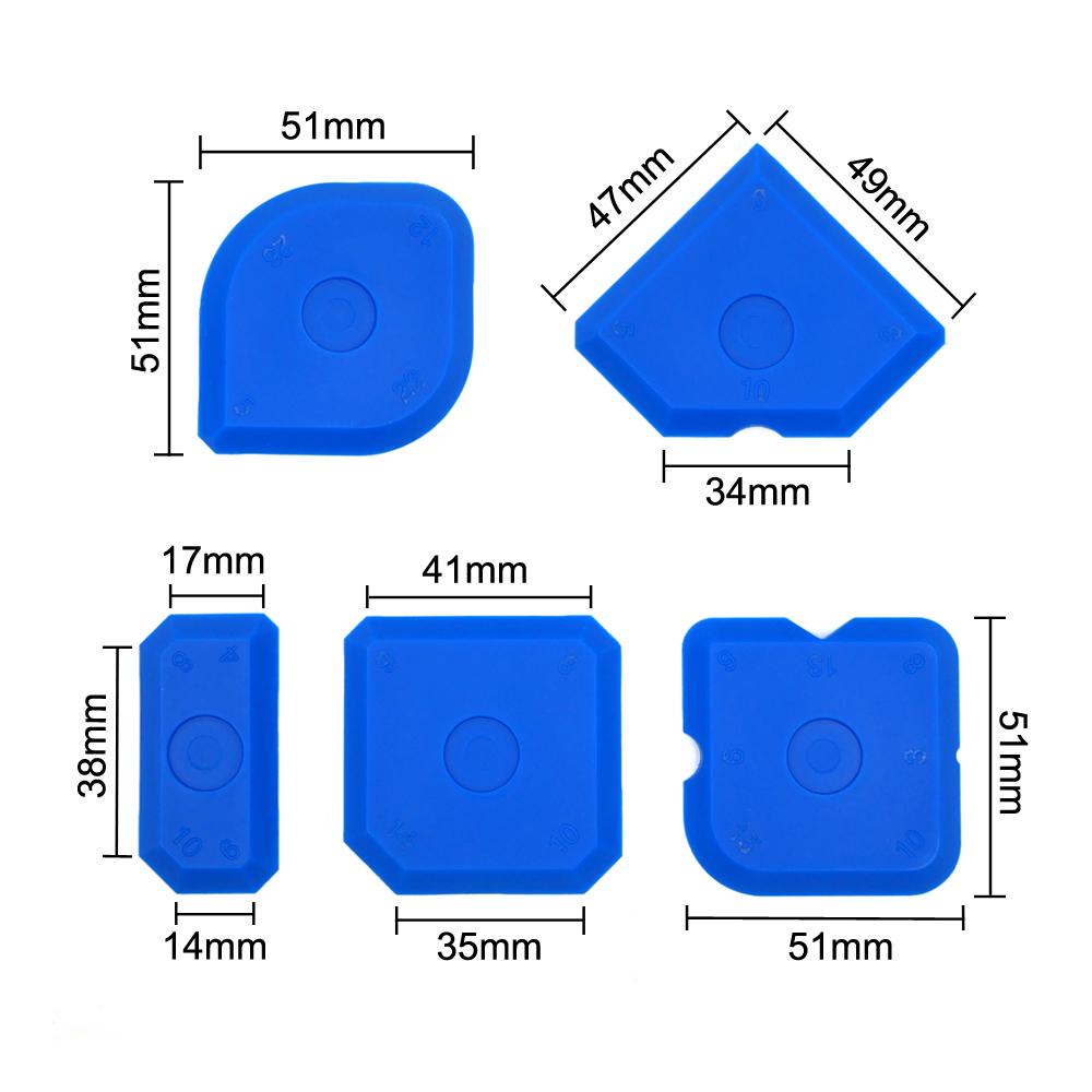 Blue 5-piece Silicone Sealant Profiler Putty Knife Caulking Scraper Sealant Spatulas