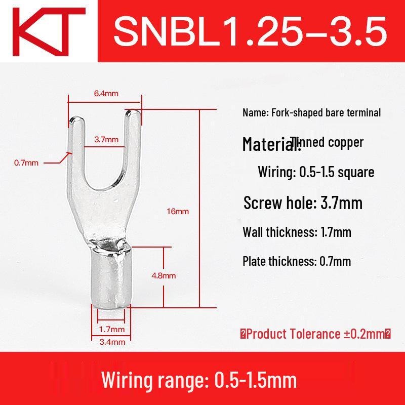 Kaisheng Fork Type Copper Cold Crimp Terminal Y Type (SNB1.25-3/4/5/6/8)