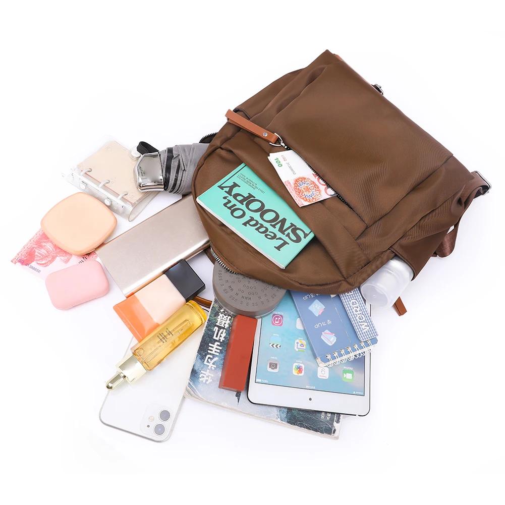 Casual Backpack Women Lightweight Students Shoulder Bag with Zipper Outdoor Play
