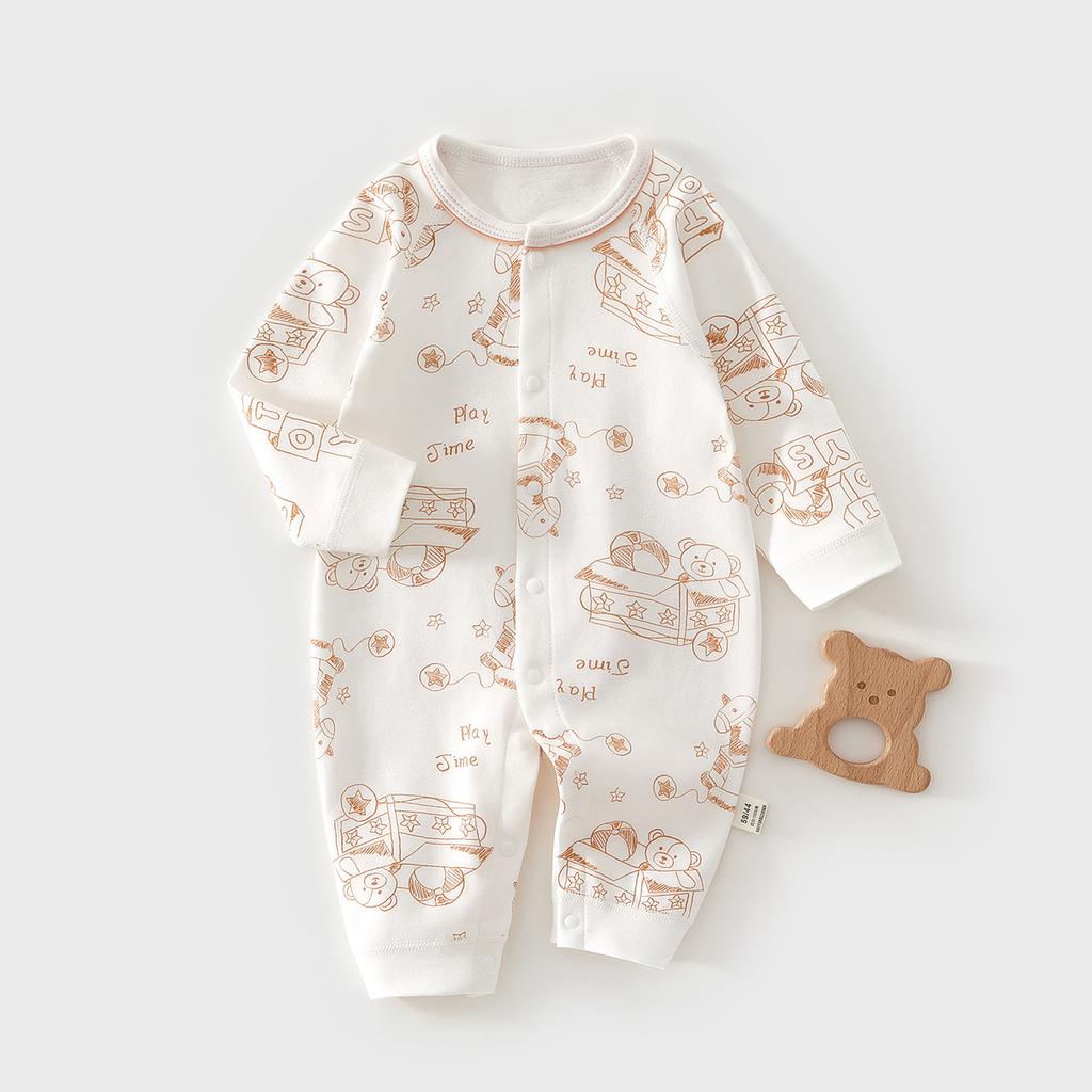 Newborn Baby Cotton Romper, Long Sleeve Infant One Piece Pajamas, Soft Spring Autumn Jumpsuit Crawling Suit