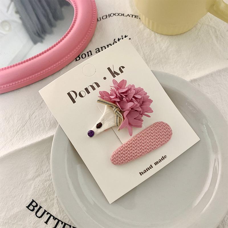 Koreańska spinka do włosów z kokardką w kolorze różowym, idealna do dziecięcych grzywek i kręconych włosów