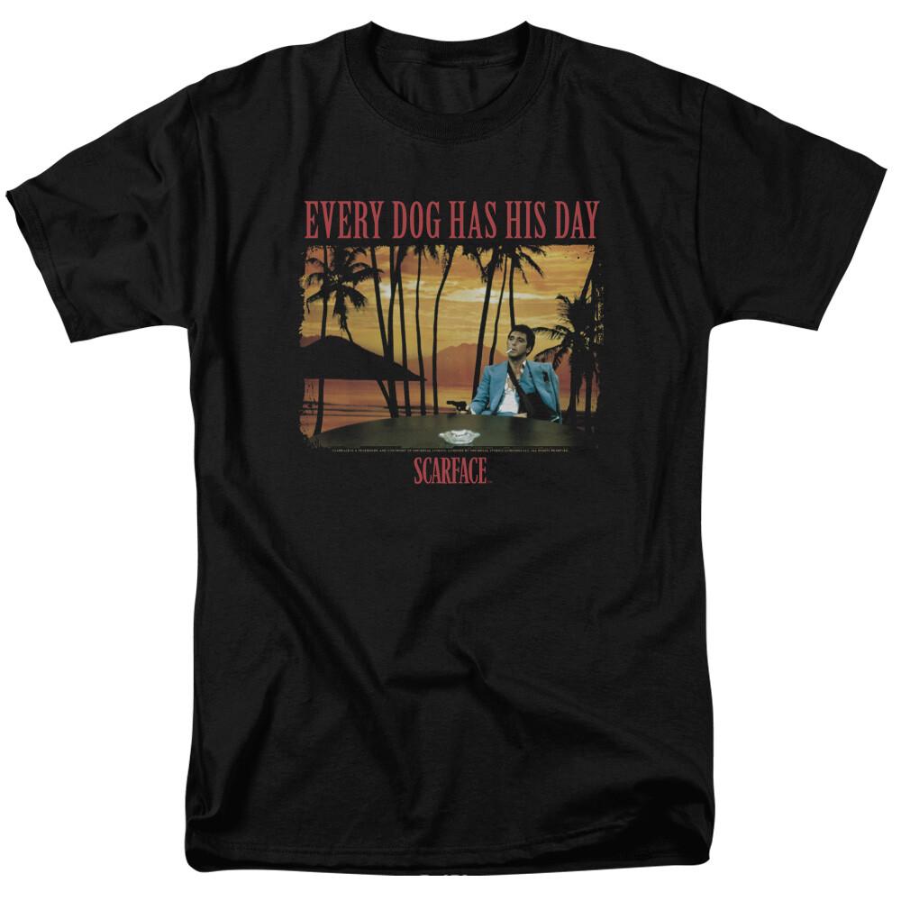 Scarface A Dog Day T Shirt Licensed Gangster Movie Tony Montana Retro Tee Black L