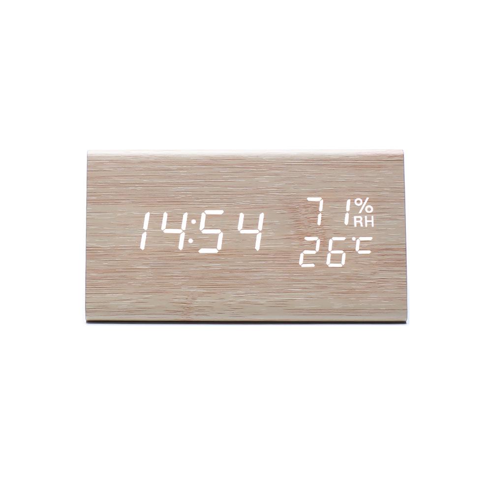 

Multifunctional Wooden Digital Alarm Clock with Temperature & Humidity Display грязно-белый