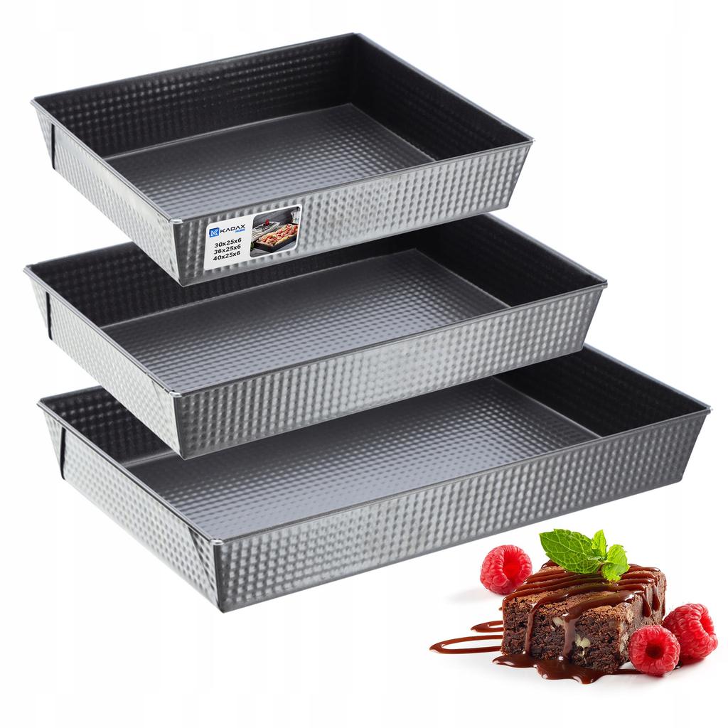 KADAX Blacha Forma Do Pieczenia Blaszki Tortownica XXL Zestaw 3szt Ciasta Blaszka