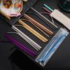 4Pcs Stainless Steel Drinking Straws Set Reusable Metal Straws with Cleaner Brush for Home Party Barware Bartending Accessories