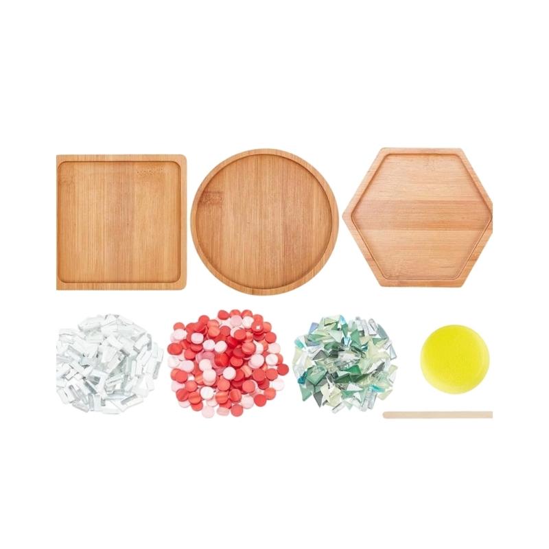 

Adult Craft Set For Making Floral Coaster Includes Glass And Bamboos Base Random Color And Shape зелёный
