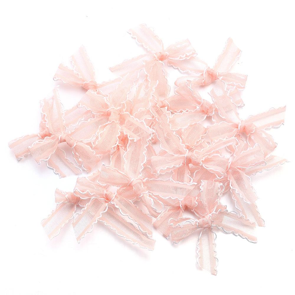 20pcs/pack 3.5X4cm Gauze Bows Colorful Small Size Satin Ribbon Bowknot Flower for Craft Handwork DIY Party Decoration Supplies