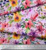 Soimoi Japan Crepe Satin Fabric Flower & Leaves Watercolor Decor Fabric Printed metre 42 Inch