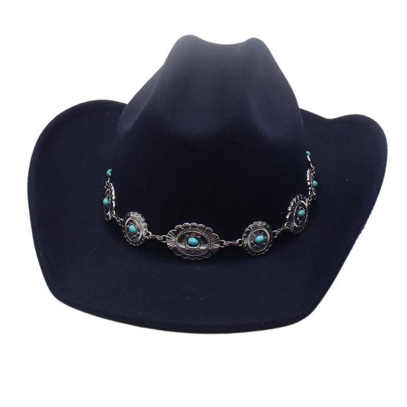 New One-Word Top Wide-Brimmed Denim Hat, Hot-Selling National European, American And Western Hat, Men'S And Women'S Fashion High-End Top Hat