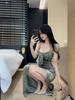 Elegant Velvet Bowknot Patchwork Camisole Dress - Slim Fit, High Slit, Hip-Hugging, Formal Long Gown