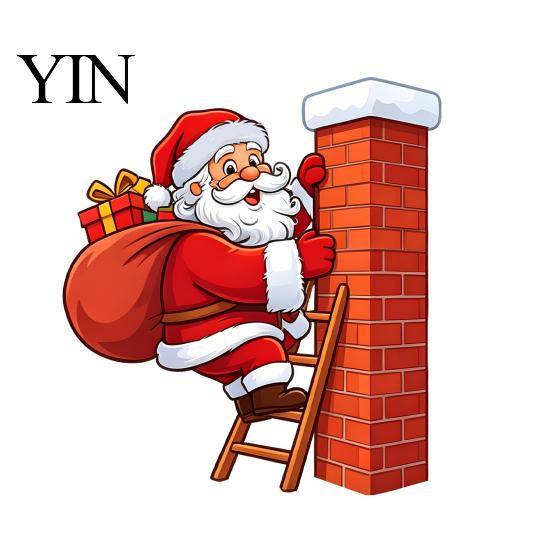 Decorative Christmas Wall Stickers Santa Claus Switch Sticker, Light Decal for Xmas Holiday, Party Supplies Removable Self-Adhesive Sticker
