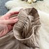 Summer Women Chic Cotton Linen Solid Elastic Waist Long Maxi Skirt