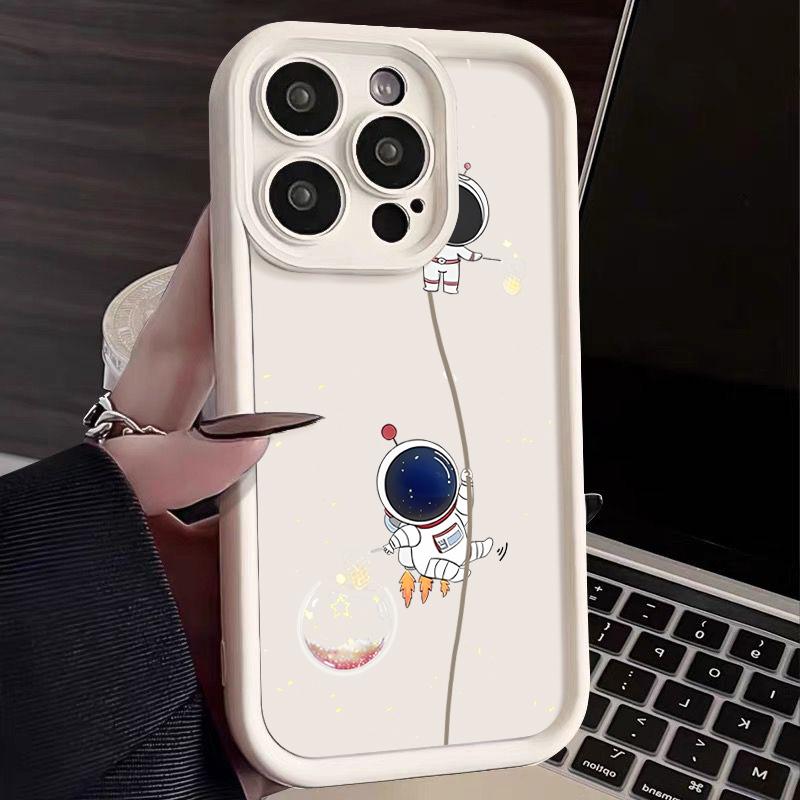 Outer Space Astronauts Phone case iPhone 15 Pro Max 11 12 13 16 14 Plus Silicone Shockproof Case Lens protector shell